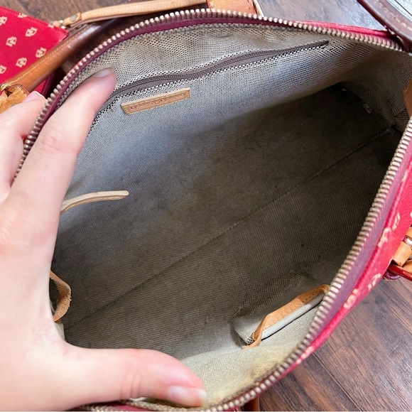 Dooney & Bourke • Domed Satchel purse bag Burning Red initials canvas wristlet - Picture 11 of 16